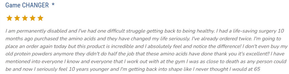 Advanced Amino Formula Customer Reviews