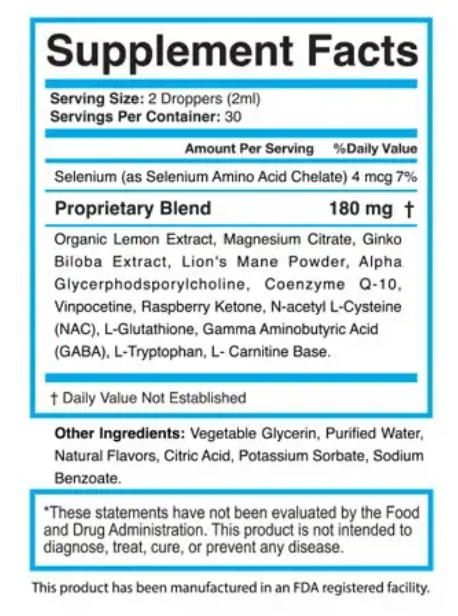 CerebroZen Supplement Fact