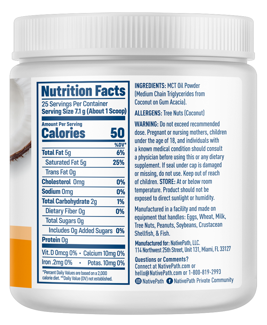 Nativepath MCT Powder Supplement Fact