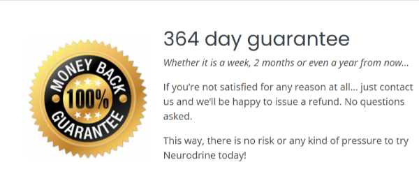 NeuroDrine 364 days of money bck gurantee