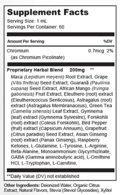 ZenCortex Supplement Fact